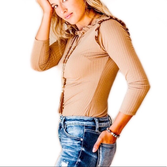 Ruffle mock neck top - Picture 8 of 11